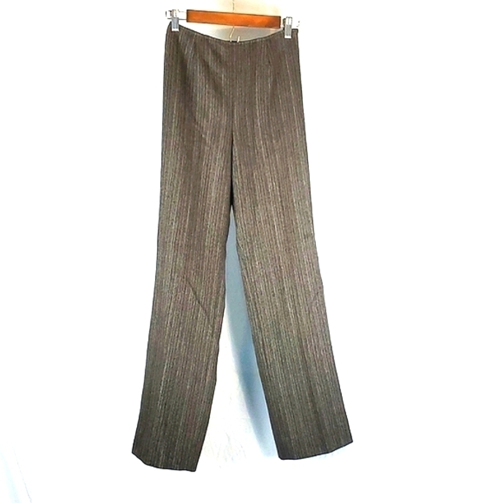 Vintage Carlisle Striped High-Waisted Wool Blend Trousers